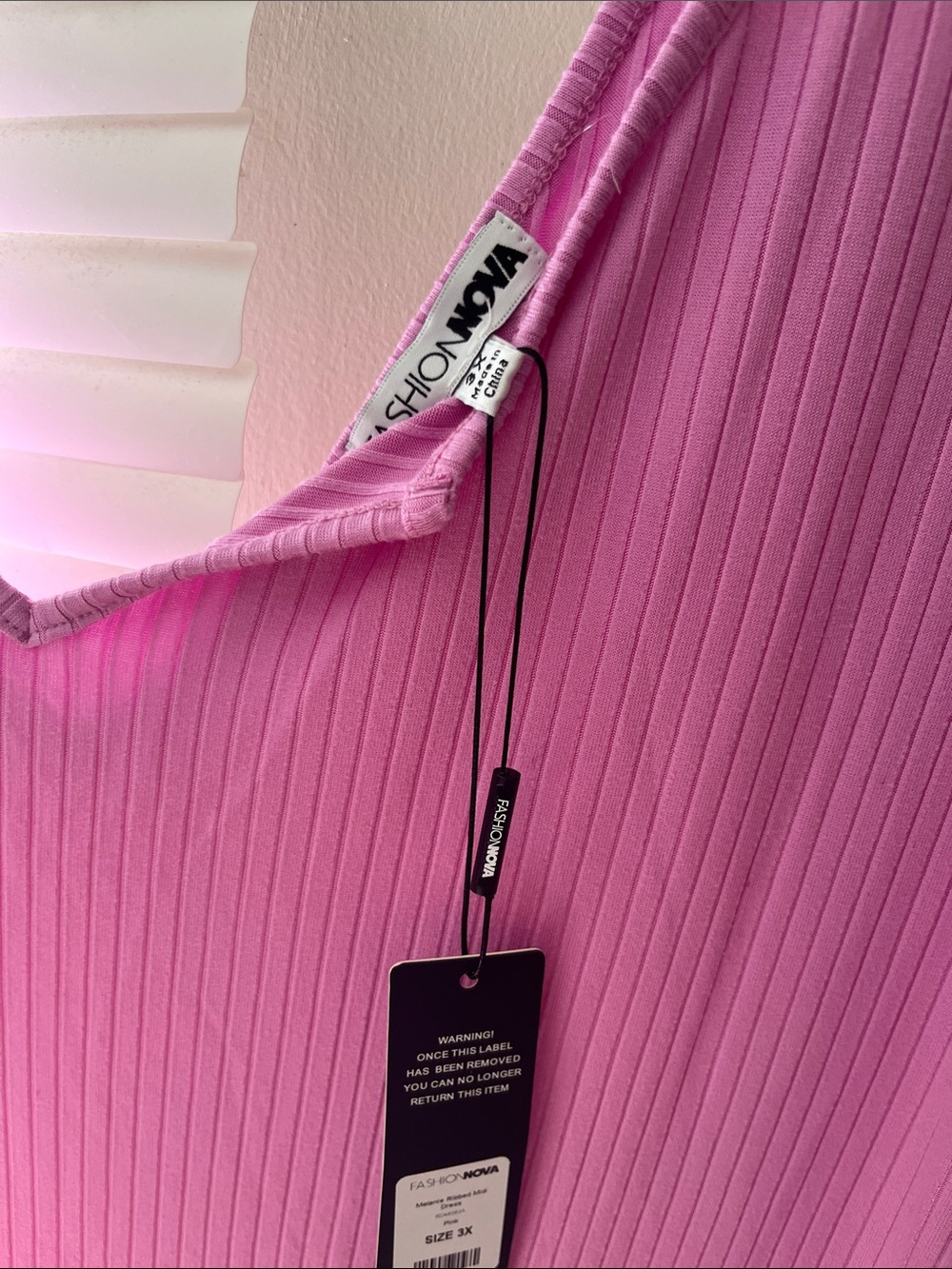Fashion Nova Pink Ribbed Midi Dress - Picture 2 of 3